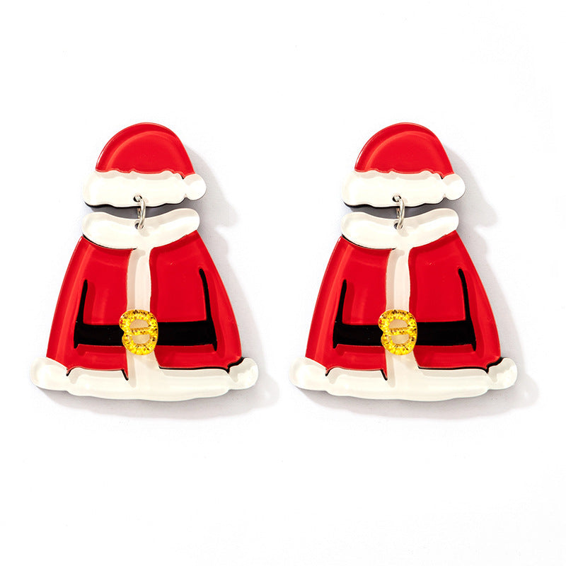 Wholesale Christmas Tree Diamond Studded Resin Christmas Star Earrings